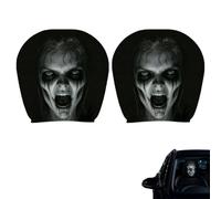 Szoziank 2 PCS Car Headrest Cover, Ghost Face Car Headrest Cover, Scary Face Seat Headrest Dust Covers Fully Surrounded Funny Head Rest Cover for Car Soft Cars Head Rest Covers for Halloween