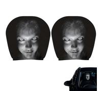Szoziank 2 PCS Car Headrest Cover, Ghost Face Car Headrest Cover, Scary Face Seat Headrest Dust Covers Fully Surrounded Funny Head Rest Cover for Car Soft Cars Head Rest Covers for Halloween