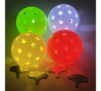 SZPENGC LED Light up Pickleball Balls, Glow in The Dark PickleBalls Balls, 4 Pack Pickleball-Balls Meet USAPA Requirement, 40 Holes Green PickleBalls Balls, Durable in/Outdoor Pickle Ball Four Colour