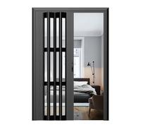 SZPLLZY Heavy Duty Interior Accordion Door - Aluminium Clear Acrylic Folding Doors Heat Insulation, Sliding Doors for Kitchen Bathroom(Black,70x210cm(27.5x82.7in))