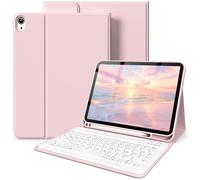 SZPSGC Case for iPad 10 Generation 10.9 Inch 2022 with Keyboard, QWERTZ Layout, Magnetic Removable Bluetooth Keyboard, Flexible TPU Case for iPad 10th Generation with Pen Holder, Pink