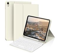 SZPSGC Keyboard Case for iPad 11th Gen (A16, 2025, 11") & 10th Gen (2022, 10.9") - Strong Magnetic Detachable Bluetooth Keyboard, Slim, Lightweight Smart Folio Cover, Long Battery Life,Cream White