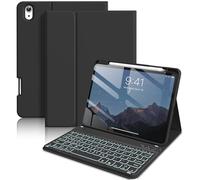SZPSGC Keyboard Case for iPad Air 11 Inch M3/M2 (2025/2024), iPad Air 5th/4th Gen (2022/2020) with Pencil Holder, 7 Colours Backlighting Keyboard, Wireless Removable Keyboard Cover, Black