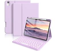 SZPSGC Keyboard Case for iPad Air 11 Inch M3/M2 (2025/2024), iPad Air 5th/4th Gen (2022/2020) with Pencil Holder, 7 Colours Backlighting Keyboard, Wireless Removable Keyboard Cover, Purple
