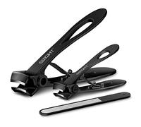 SZQHT Extra Wide Jaw Opening Nail Clippers for Thick Nails Cutter for Ingrown Toenail Clippers & Fingernails Manicure Set,Pedicure Kit,Men & Women(Black)