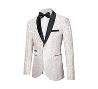 SZRJ Mens Suit Tuxedo Jacket Suit Blazer One Button Slim Fit Dinner Jackets for Party Prom Wedding Tuxedo for Men, White, XXL