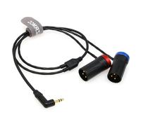 SZRMCC 3.5 mm TRS Right Angle to Dual XLR 3 Pin Male Low Profile XLR Audio Cable for Rode Wireless GO II to 2 Channel Receiver, Sound Devices, Zoom Video Camera