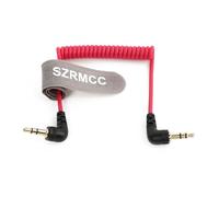 SZRMCC 3.5mm Microphone Audio Cable Right Angle Dual 3.5mm TRS Coiled Patch Cable for Rode SC2 SC7 Wireless GO II/Pro Receiver D-JI Mic 2 Canon 5D S-Ony DSLR Camera (Red)