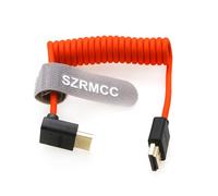 SZRMCC 8k 2.1 HDMI to HDMI Down Angle Ultra High Speed Coiled Braided Cable for Z Cam E2 Sony FX6 FX9 Canon EOS C70 C300 Portkeys BM5 Atomos Ninjav V Shogun Monitor