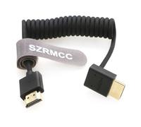 SZRMCC 8k 2.1 HDMI to HDMI Down Angle Ultra High Speed Coiled Braided Cable for Z Cam E2 Sony FX6 FX9 Canon EOS C70 C300 Portkeys BM5 Atomos Ninjav V Shogun Monitor