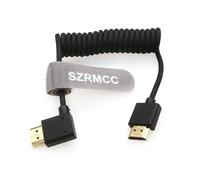 SZRMCC 8k 2.1 HDMI to HDMI Left Angle Ultra High Speed Coiled Braided Cable for Z Cam E2 Sony FX6 FX9 Canon EOS C70 C300 Portkeys BM5 Atomos Ninjav V Shogun Monitor
