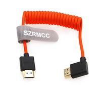 SZRMCC 8k 2.1 HDMI to HDMI Left Angle Ultra High Speed Coiled Braided Cable for Z Cam E2 Sony FX6 FX9 Canon EOS C70 C300 Portkeys BM5 Atomos Ninjav V Shogun Monitor