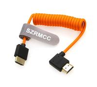 SZRMCC 8k 2.1 HDMI to HDMI Right Angle Ultra High Speed Coiled Braided Cable for Z Cam E2 Sony FX6 FX9 Canon EOS C70 C300 Portkeys BM5 Atomos Ninjav V Shogun Monitor