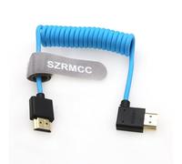 SZRMCC 8k 2.1 HDMI to HDMI Right Angle Ultra High Speed Coiled Braided Cable for Z Cam E2 Sony FX6 FX9 Canon EOS C70 C300 Portkeys BM5 Atomos Ninjav V Shogun Monitor