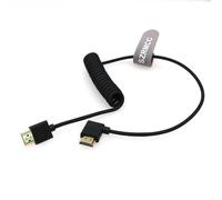 SZRMCC 8k 2.1 HDMI to HDMI Right Angle Ultra High Speed Coiled Braided Cable for Z Cam E2 Sony FX6 FX9 Canon EOS C70 C300 Portkeys BM5 Atomos Ninjav V Shogun Monitor