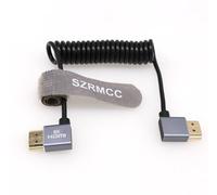 SZRMCC 8k 2.1 HDMI to HDMI Ultra High Speed Coiled Braided Cable for Z Cam E2 Sony FX6 FX9 Canon EOS C70 C300 Portkeys BM5 Atomos Ninjav V Shogun Monitor Left Right Angle