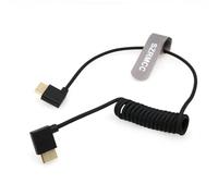 SZRMCC 8k 2.1 HDMI to HDMI Ultra High Speed Coiled Braided Cable for Z Cam E2 Sony FX6 FX9 Canon EOS C70 C300 Portkeys BM5 Atomos Ninjav V Shogun Monitor Left Right Angle