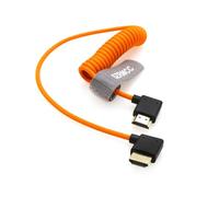 SZRMCC 8k 2.1 HDMI to HDMI Ultra High Speed Coiled Braided Cable for Z Cam E2 Sony FX6 FX9 Canon EOS C70 C300 Portkeys BM5 Atomos Ninjav V Shogun Monitor Left Right Angle