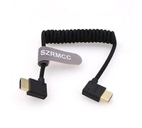 SZRMCC 8k 2.1 HDMI to HDMI Ultra High Speed Coiled Braided Cable for Z Cam E2 Sony FX6 FX9 Canon EOS C70 C300 Portkeys BM5 Atomos Ninjav V Shogun Monitor Left Right Angle