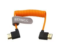 SZRMCC 8k 2.1 HDMI to HDMI Ultra High Speed Coiled Braided Cable for Z Cam E2 Sony FX6 FX9 Canon EOS C70 C300 Portkeys BM5 Atomos Ninjav V Shogun Monitor Left Right Angle