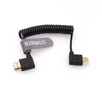 SZRMCC 8k 2.1 HDMI to HDMI Ultra High Speed Coiled Braided Cable for Z Cam E2 Sony FX6 FX9 Canon EOS C70 C300 Portkeys BM5 Atomos Ninjav V Shogun Monitor Left Right Angle