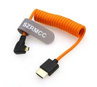 SZRMCC 8K 2.1 Micro HDMI Left Angle to HDMI High Speed Coiled Braided Cable for Go-Pro Hero 3/4 Canon EOS M5 Sony A6000 A7III RX10 Nikon B500 Z6 Raspberry Pi 4 Atomos Ninja 2 Monitor