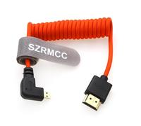 SZRMCC 8K 2.1 Micro HDMI Left Angle to HDMI High Speed Coiled Braided Cable for GoPro Hero 3/4 Canon EOS M5 Sony A6000 A7III RX10 Nikon B500 Z6 Raspberry Pi 4 Atomos Ninja 2 Monitor