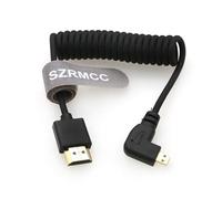 SZRMCC 8K 2.1 Micro HDMI Left Angle to HDMI High Speed Coiled Braided Cable for GoPro Hero 3/4 Canon EOS M5 Sony A6000 A7III RX10 Nikon B500 Z6 Raspberry Pi 4 Atomos Ninja 2 Monitor