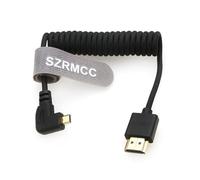 SZRMCC 8K 2.1 Micro HDMI Right Angle to HDMI High Speed Coiled Braided Cable for Go-Pro Hero 3/4 Canon EOS M5 Sony A6000 A7III RX10 Nikon B500 Z6 Raspberry Pi 4 Atomos Ninja 2 Monitor