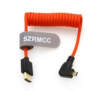 SZRMCC 8K 2.1 Micro HDMI Right Angle to HDMI High Speed Coiled Braided Cable for GoPro Hero 3/4 Canon EOS M5 Sony A6000 A7III RX10 Nikon B500 Z6 Raspberry Pi 4 Atomos Ninja 2 Monitor