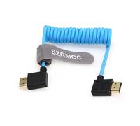 SZRMCC 8k 2.1HDMI Cable Left to Right HDMI Braided Coiled Cable Ultra High Speed Soft HDMI Cable for Z Cam E2 Portkeys BM5 Atomos Shinobi Ninjav V Monitor Sony Canon Camera Blue