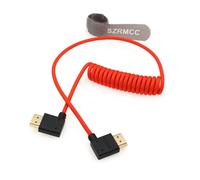 SZRMCC 8K HDMI Cable HDMI Left to Right Angle 2.1 High SpeedCoiled Braided Ethernet Cable for Z Cam E2 Portkeys BM5 Atomos Shinobi Ninjav V Monitor Sony Canon Camera 50cm
