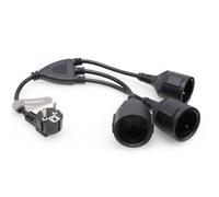 SZRMCC EU Europe Schuko UPS PDU Y Splitter Power Cord Right Angle CEE7/7 European Schuko Plug to European Female Socket Extension Cable 16A 250V (3X Female)