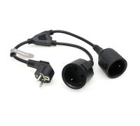 SZRMCC EU Europe Schuko UPS PDU Y Splitter Power Cord Right Angle CEE7/7 European Schuko Plug to European Female Socket Extension Cable 16A 250V (2X Female)