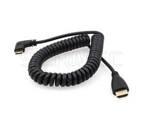 SZRMCC Left Angled Mini HDMI to Full HDMI High Speed Coiled Cable for Canon Sony DSLR Camera ATOMOS Monitor (Left Mini HDMI-HDMI)