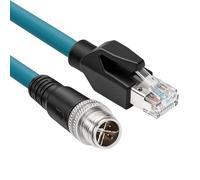 SZRMCC M12 8 Pin X-Coded Male to RJ45 Ethernet Cable Cat7e Gigabit Shielded Waterproof Network Cable for Basler GigE Cognex in-Sight Industrial Camera Vision Sensors (Blue,15M)