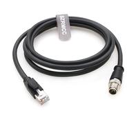 SZRMCC M12 8 Pin X-Coded Male to RJ45 Ethernet Cable Cat7e Gigabit Shielded Waterproof Network Cable for Basler GigE Cognex in-Sight Industrial Camera Vision Sensors (Black,2M)