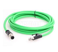 SZRMCC M12 Ethernet Cable D-Code 4 Pin Male to RJ45 Connector High Flex Cat5e Shielded Waterproof Network Cable for Industrial Camera Sensor (10m,Green)