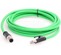 SZRMCC M12 Ethernet Cable D-Code 4 Pin Male to RJ45 Connector High Flex Cat5e Shielded Waterproof Network Cable for Industrial Camera Sensor (2m,Green)
