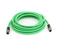 SZRMCC M12 Ethernet Cable D-Code 4 Pin to 4 Pin Male Cat5e High Flex Waterproof Shielded Network Cable for Industrial Vision Camera Sensor Automation (2m,Green)