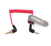 SZRMCC Microphone Audio Cable Right Angle Dual 3.5mm TRS Coiled Patch Cable for Rode SC2 SC7 Wireless GO II/Pro Receiver D-JI Mic 2 Canon 5D S-Ony DSLR Camera (Red Locking 3.5mm)