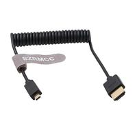 SZRMCC Right Angled Micro HDMI to Full HDMI High Speed Coiled Cable for Canon Sony DSLR Camcorders Camera ATOMOS Monitor (Straight Coiled Cable)