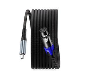 SZRMCC USB C to XLR Cable USB Type C to XLR 3pin Male Mic Audio Braided Cable for iPhone Smartphone Amplifier Speaker Mixer Console Shure Microphone (XLR Female, 5M|16.4FT)