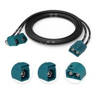 SZSAUTO Double Fakra Z Female Right Angle to Fakra Dual Z Female RG174 Extension Cable 1.5m/4.92ft, Vehicle Antenna Splitter Cord for Car Truck SUV Stereo Head Unit GPS Navigation FM AM Radio