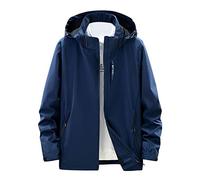 Szshaoye Men Jackets Winter Waterproof Jacket Mens Big and Tall Waterproof Cycling Jacket Hooded Windbreaker Jacket Lightweight Outdoor Windproof Waterproof Jackets Casual Rain Coat(Dark Blue,4XL)
