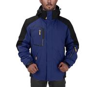 Szshaoye Mens 3 In 1 Waterproof Jackets Fall and Winter Ski Hiking Windproof Thermal Jacket with Detachable Inner Fleece Outdoor Warm Adjustable Coat with Detachable Hood(Navy,XXL)