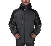 Szshaoye Mens 3 In 1 Waterproof Jackets Fall and Winter Ski Hiking Windproof Thermal Jacket with Detachable Inner Fleece Outdoor Warm Adjustable Coat with Detachable Hood(Dark Gray,5XL)