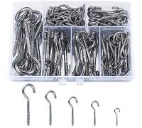 SZSLMY 115 Pcs Ceiling Screw Hooks, Metal Small Cup Hooks for Hanging Plants, Cups, Keys, Kitchen Cabinet Shelf, Silver