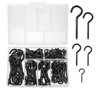 SZSLMY 115 Pcs Screw Hooks, Ceiling Hooks Screw, Cup Hooks, Metal Small Screw-in Hooks for Hanging Hooks, Hook Screws for Hanging Plants, Cups, Keys, Kitchen Cabinet Shelf, Black