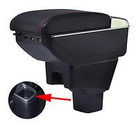 SZSS-CAR Leather Car Center Console Armrest Box Replacement for Suzuki SX4 2008 2009 2010 2011 2012 2013 2014 2015 2016 2017 (Not Fit SX-4 S-Cross) Armrests Storage Box(Black with 7USB)